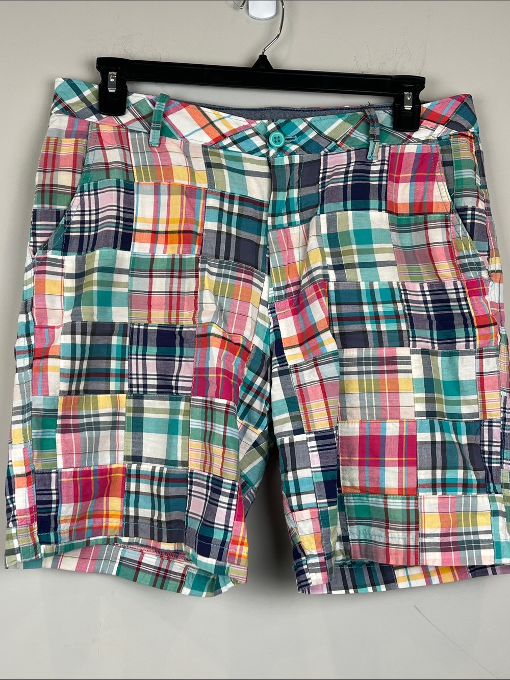 Izod Sz 34 Madras Saltwater Plaid Red Pink Bermuda Classic Vintage Shorts